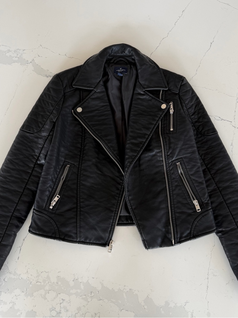Black Faux Leather Moto Jacket - Women American Eagle